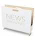 REVISTERO 38 X 9 NEWS MADERA BLANCO METAL ORO