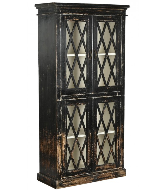 VITRINA 90 X 40 VILIAGE MADERA DECAPADA EN NEGRO