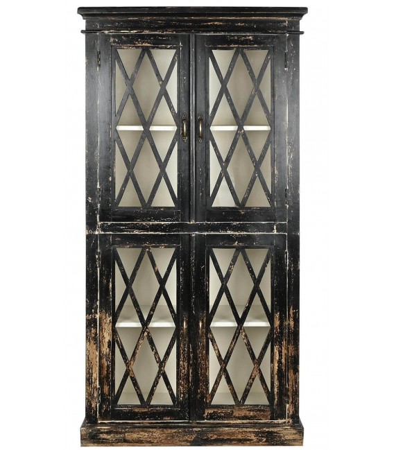 VITRINA 90 X 40 VILIAGE MADERA DECAPADA EN NEGRO