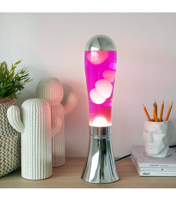 LAMPARA DE LAVA 12 Ø MAGMA MALVA Y PLATA