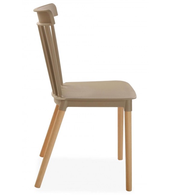 SILLA TOTEM 43 X 53 MADERA Y PP BEIGE