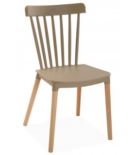 SILLA TOTEM 43 X 53 MADERA Y PP BEIGE
