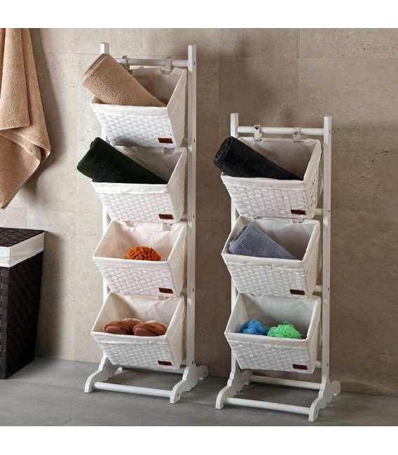 MUEBLE CESTAS 34 X 34 TRENTA RATAN Y ALGODON BLANCO