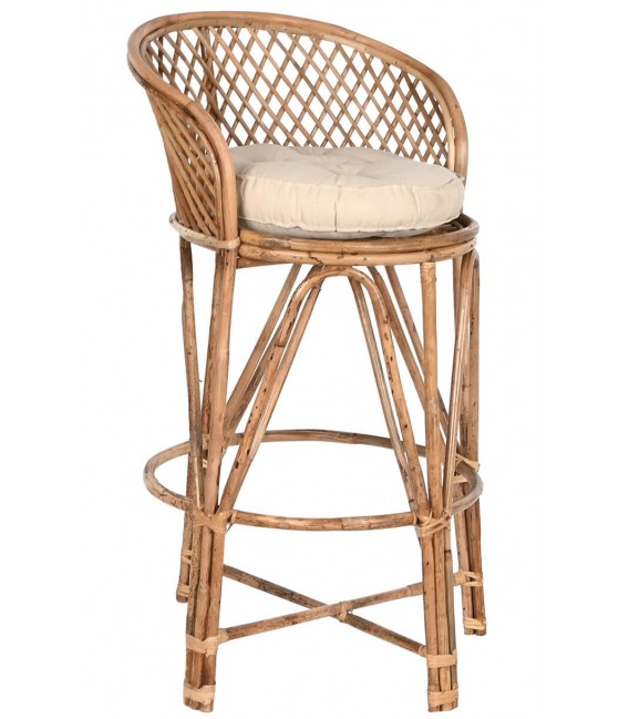 TABURETE 55 X 50 ABELUS RATAN NATURAL TELA CRUDA