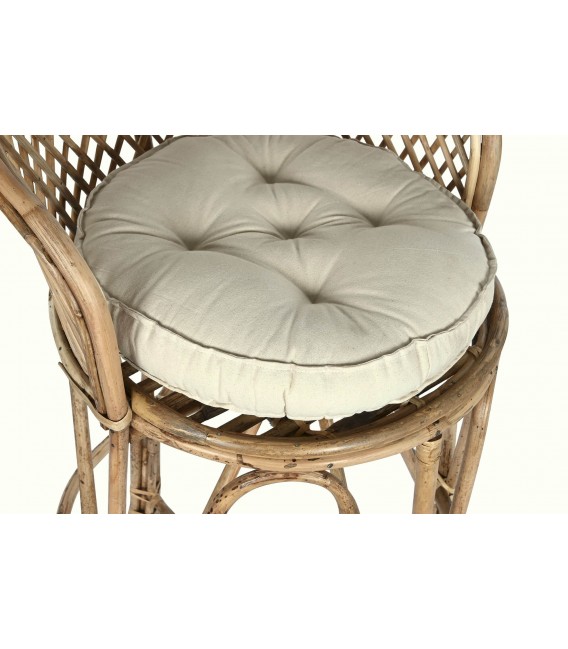 TABURETE 55 X 50 ABELUS RATAN NATURAL TELA CRUDA