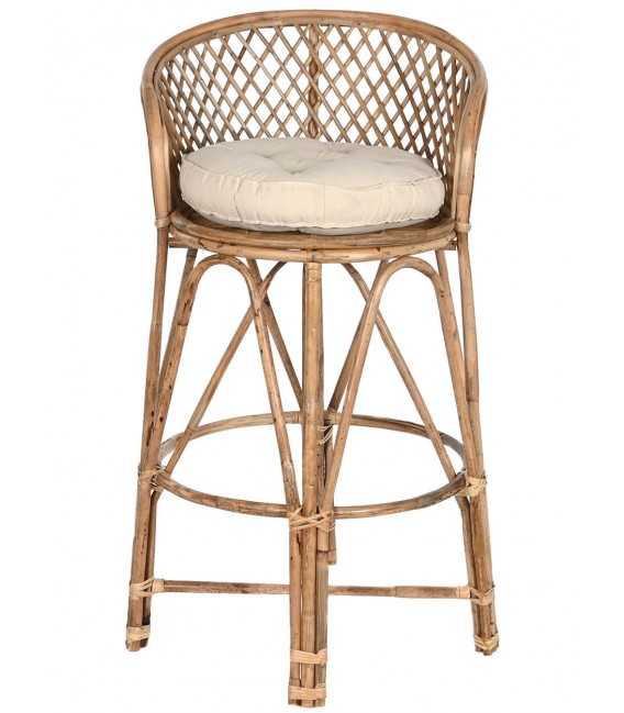 TABURETE 55 X 50 ABELUS RATAN NATURAL TELA CRUDA