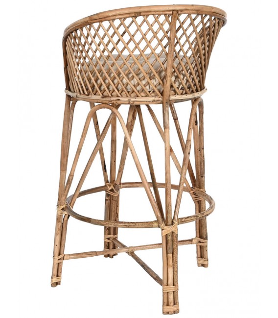 TABURETE 55 X 50 ABELUS RATAN NATURAL TELA CRUDA