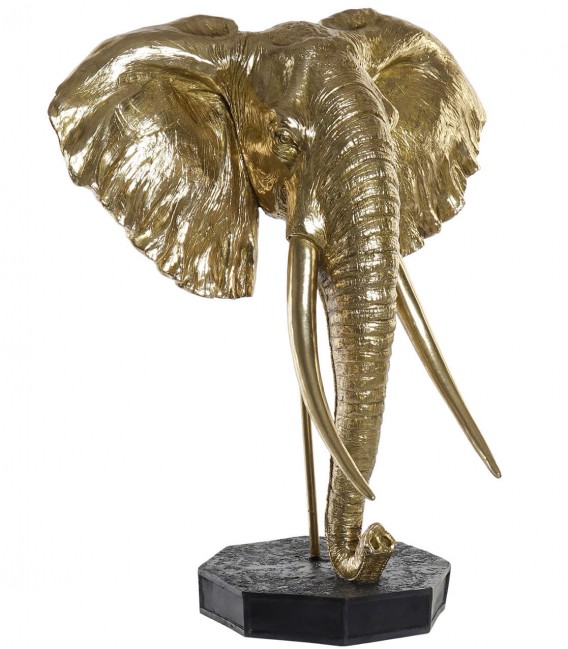FIGURA 60 X 36 ELEFANTE RESINA ORO Y NEGRO