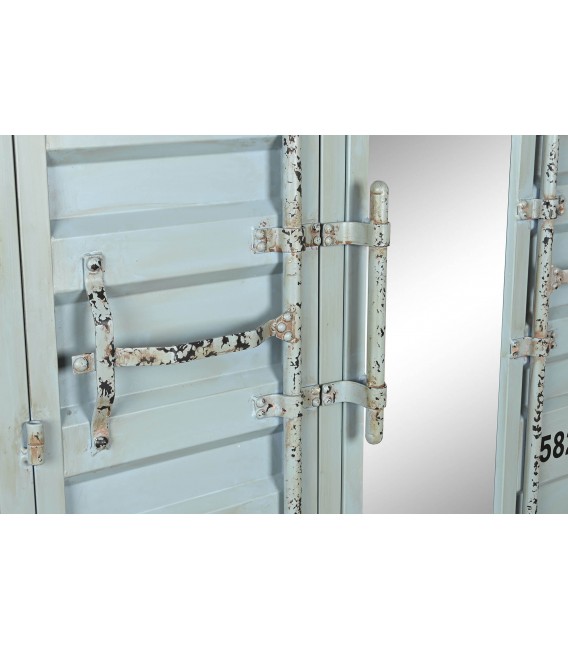ARMARIO 112 X 43 TRAINER METAL AZUL, ESPEJO Y MADERA