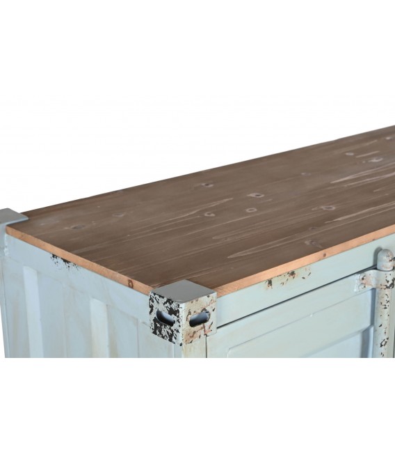 ARMARIO 112 X 43 TRAINER METAL AZUL, ESPEJO Y MADERA