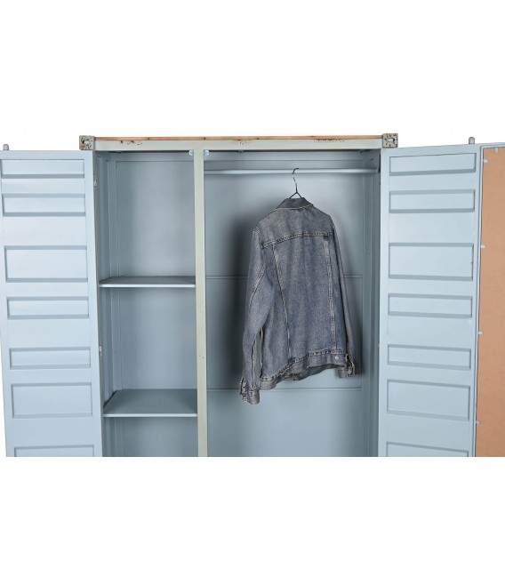 ARMARIO 112 X 43 TRAINER METAL AZUL, ESPEJO Y MADERA