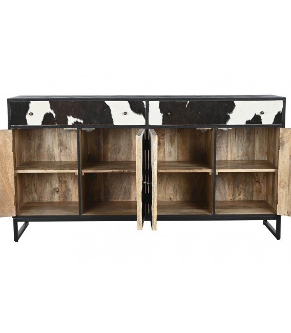 APARADOR 172 X 45 MOU MADERA METAL NEGRO Y PIEL