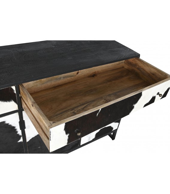 APARADOR 172 X 45 MOU MADERA METAL NEGRO Y PIEL