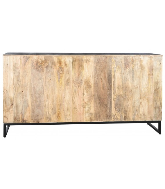 APARADOR 172 X 45 MOU MADERA METAL NEGRO Y PIEL