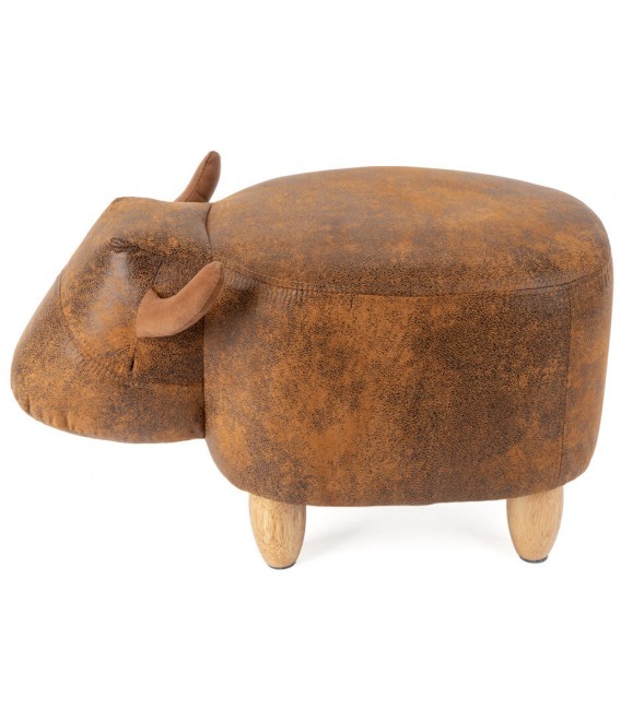 PUF 36 X 32 LAVACE POLIPIEL MARRON MADERA NATURAL