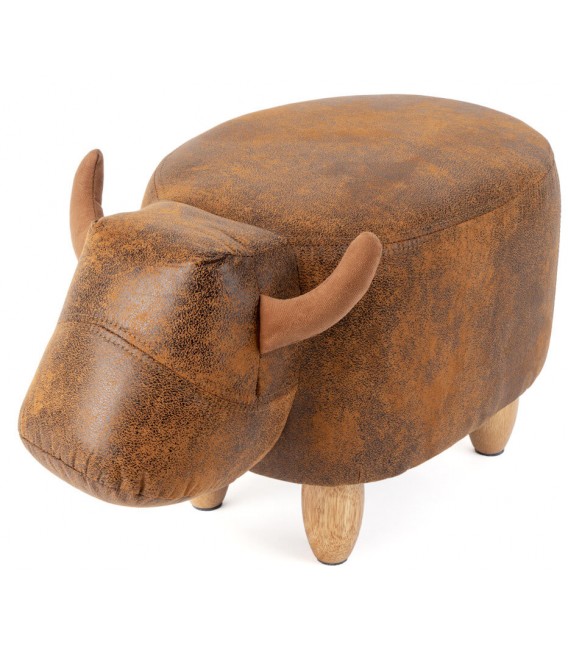 PUF 36 X 32 LAVACE POLIPIEL MARRON MADERA NATURAL