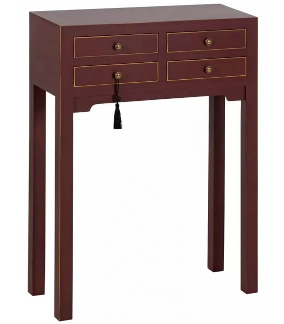 CONSOLA 63 X 26 CHURCA MADERA GRANATE PERFILADA EN ORO