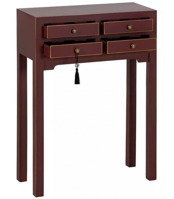 CONSOLA 63 X 26 CHURCA MADERA GRANATE PERFILADA EN ORO