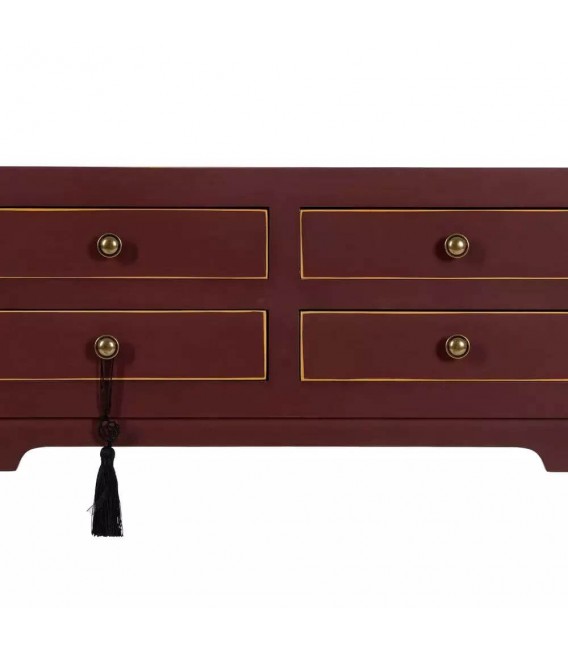 CONSOLA 63 X 26 CHURCA MADERA GRANATE PERFILADA EN ORO