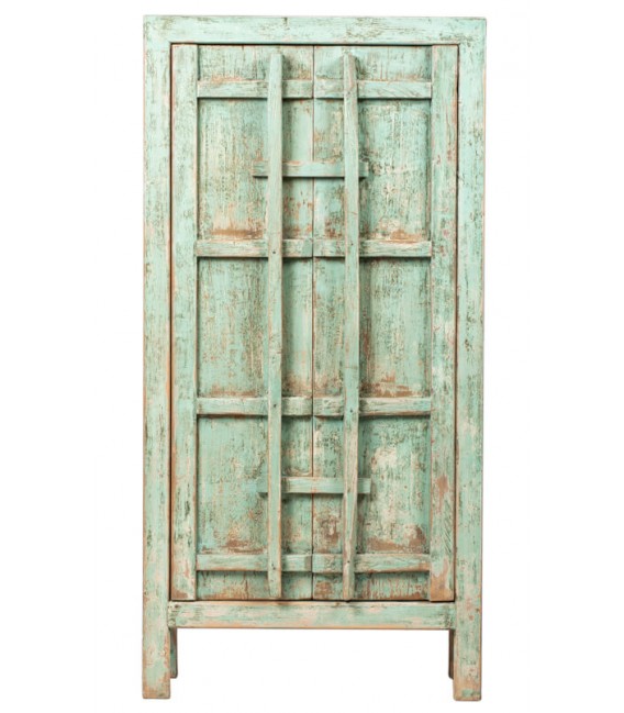ARMARIO 110 X 45 CHAMPA MADERA NATURAL DECAPADA EN VERDE