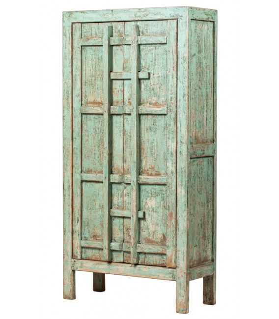 ARMARIO 110 X 45 CHAMPA MADERA NATURAL DECAPADA EN VERDE