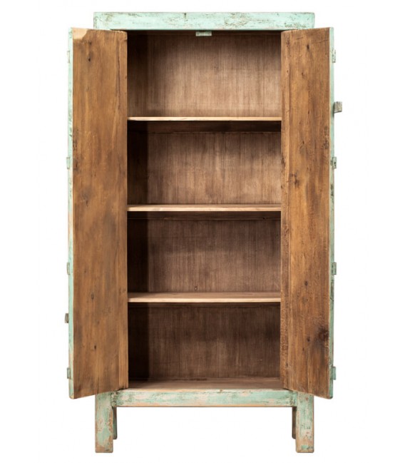 ARMARIO 110 X 45 CHAMPA MADERA NATURAL DECAPADA EN VERDE