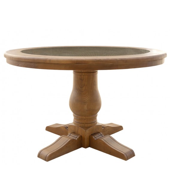 MESA DE COMEDOR 120 Ø MANILA ROBLE Y RATAN NATURAL