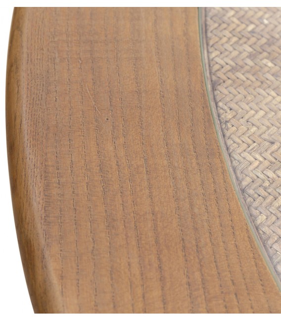 MESA DE COMEDOR 120 Ø MANILA ROBLE Y RATAN NATURAL