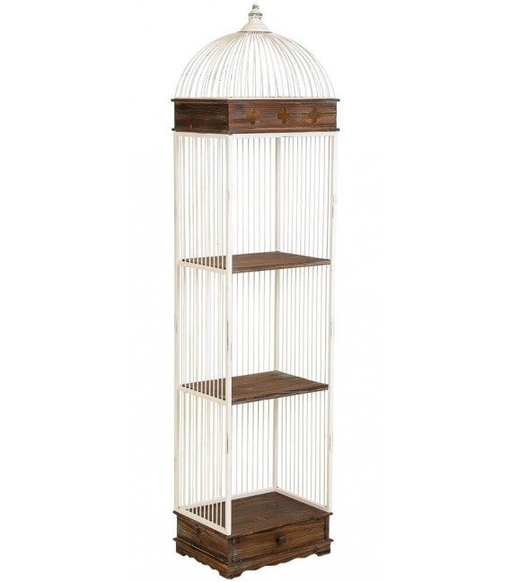 ESTANTERIA 41 X 31 JALUA METAL BLANCO MADERA COLOR NOGAL