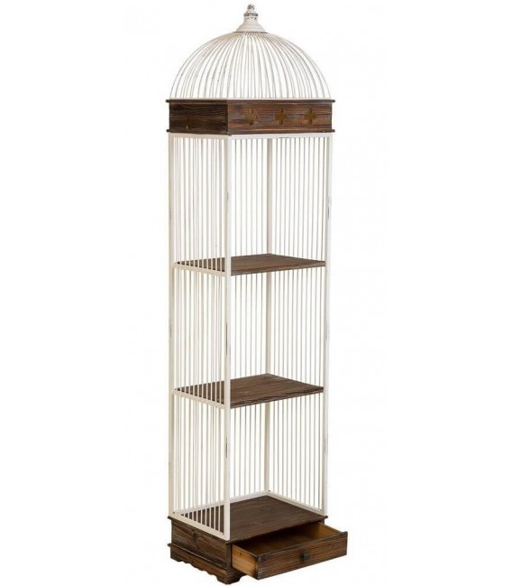 ESTANTERIA 41 X 31 JALUA METAL BLANCO MADERA COLOR NOGAL