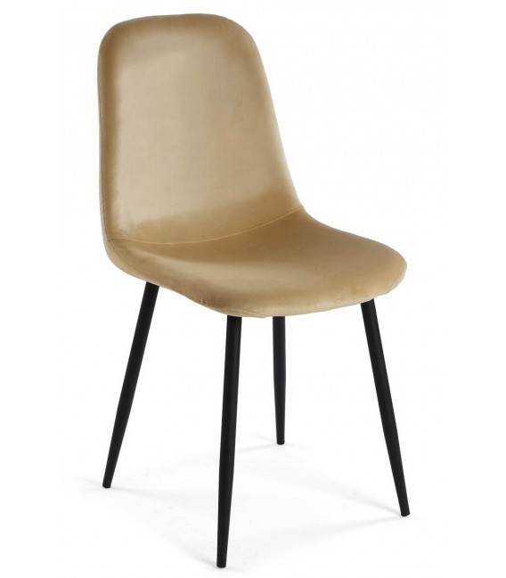SILLA 45 X 42 TRALERO TERCIOPELO BEIGE METAL NEGRO