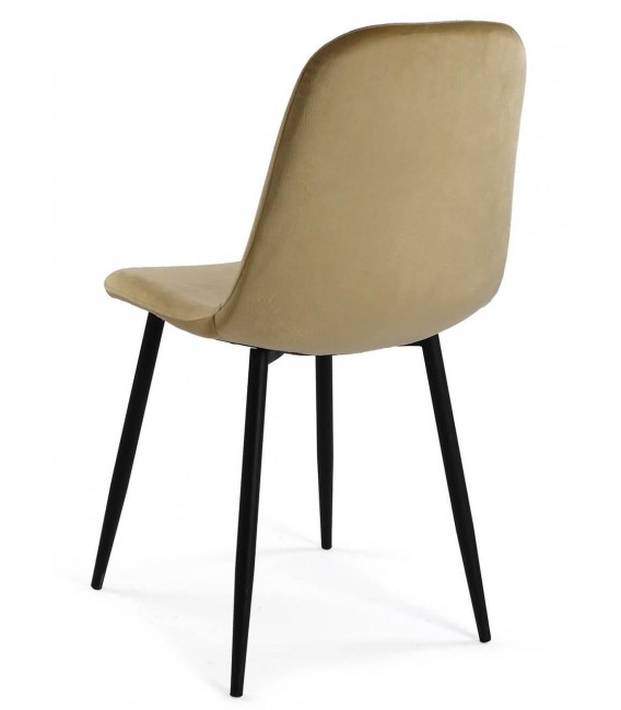 SILLA 45 X 42 TRALERO TERCIOPELO BEIGE METAL NEGRO