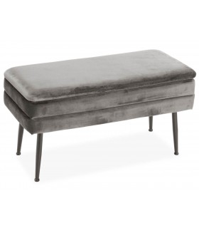 BANCO PIE DE CAMA BERGE 80 X 42 MADERA Y TEXTIL GRIS CLARO