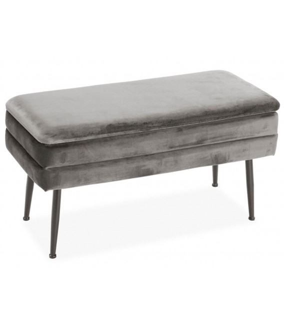 BANCO PIE DE CAMA BERGE 80 X 42 MADERA Y TEXTIL GRIS CLARO