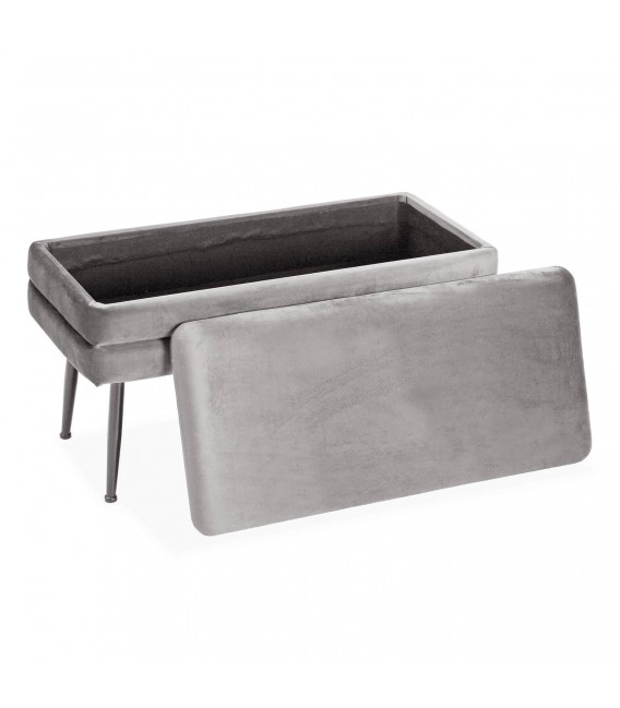BANCO PIE DE CAMA BERGE 80 X 42 MADERA Y TEXTIL GRIS CLARO