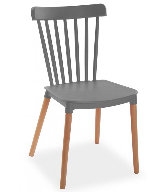 SILLA 43 X 53 TOTEM MADERA NATURAL Y PP GRIS