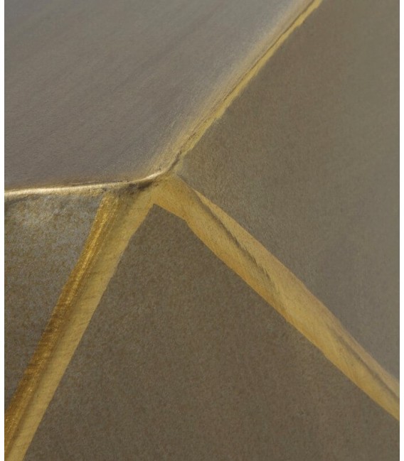 MESA AUXILIAR 58 X 50 HEXAGONO METAL ORO VIEJO