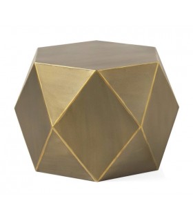 MESA AUXILIAR 58 X 50 HEXAGONO METAL ORO VIEJO