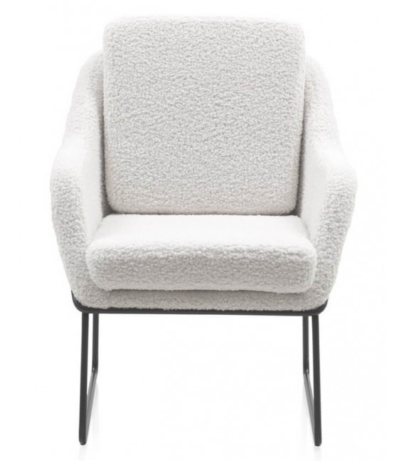 SILLON 71 X 73 CLANCA METAL NEGRO TELA BOUCLE BLANCO