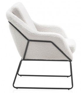 SILLON 71 X 73 CLANCA METAL NEGRO TELA BOUCLE BLANCO
