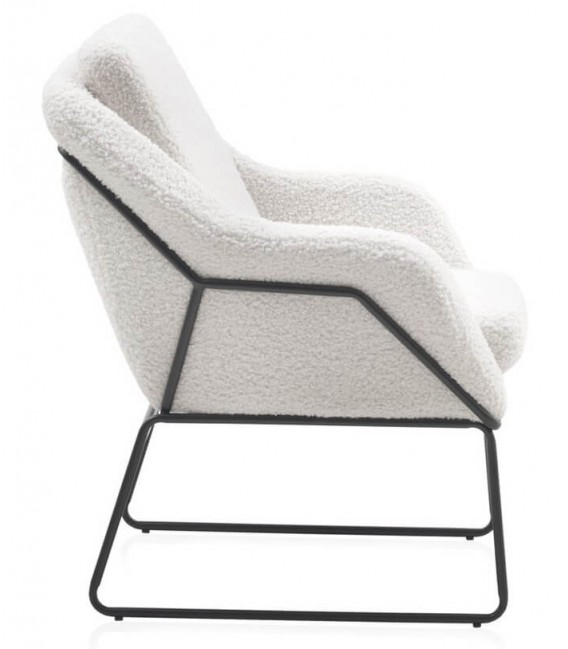 SILLON 71 X 73 CLANCA METAL NEGRO TELA BOUCLE BLANCO