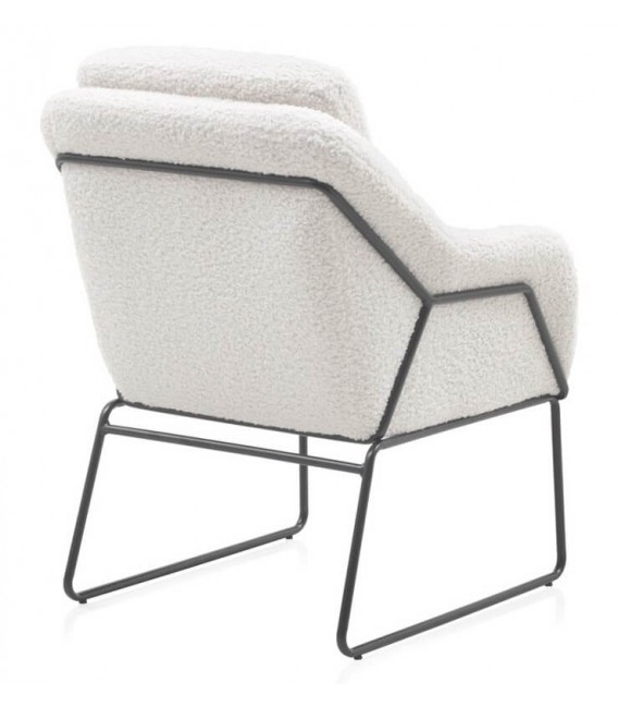 SILLON 71 X 73 CLANCA METAL NEGRO TELA BOUCLE BLANCO