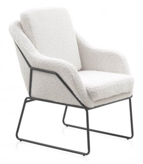 SILLON 71 X 73 CLANCA METAL NEGRO TELA BOUCLE BLANCO