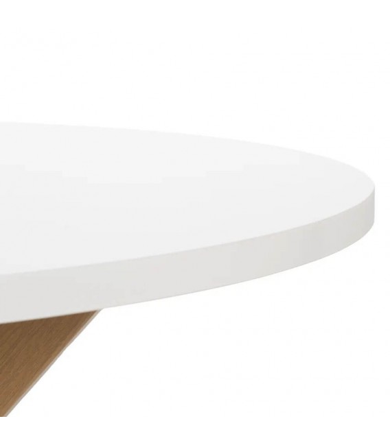 MESA DE COMEDOR 100 Ø CHUPLI MADERA BLANCA METAL IMITACION ROBLE