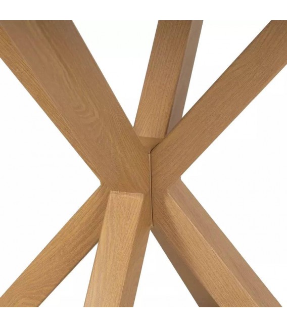 MESA DE COMEDOR 100 Ø CHUPLI MADERA BLANCA METAL IMITACION ROBLE