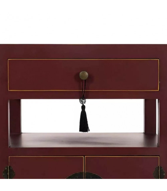 MESITA DE NOCHE 50 X 40 CHURCA MADERA GRANATE PERFILADA EN ORO