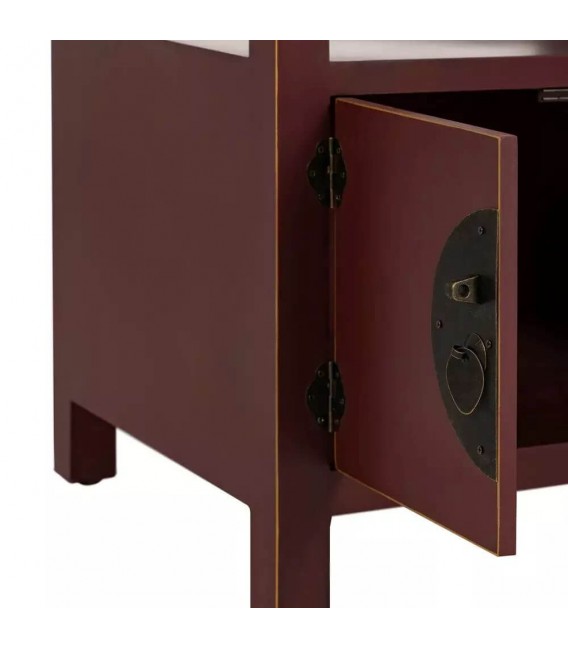 MESITA DE NOCHE 50 X 40 CHURCA MADERA GRANATE PERFILADA EN ORO