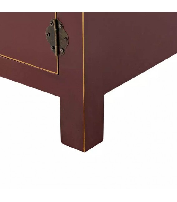 MESITA DE NOCHE 50 X 40 CHURCA MADERA GRANATE PERFILADA EN ORO