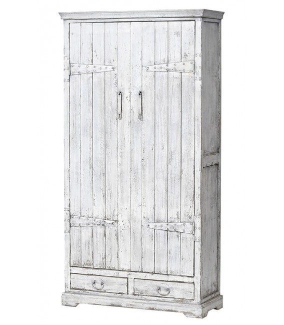 ARMARIO 110 X 40 PANTLAN MADERA PINO BLANCO ENVEJECIDO