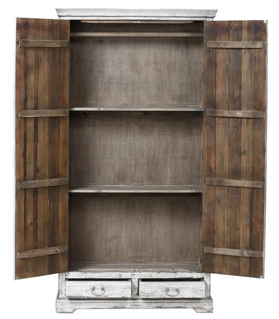 ARMARIO 110 X 40 PANTLAN MADERA PINO BLANCO ENVEJECIDO